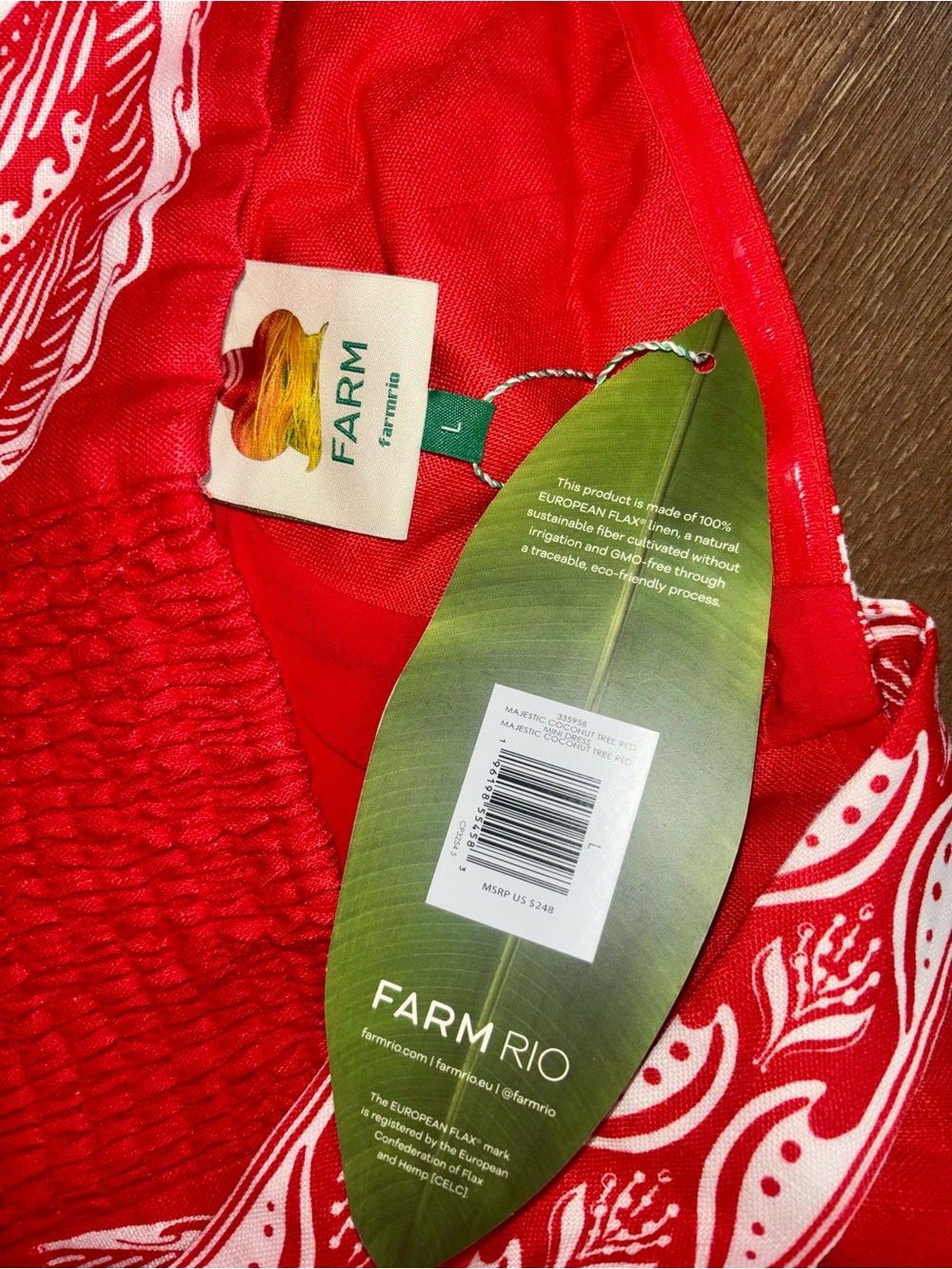 Farm Rio ladies red & white majestic coconut tree mini halter dress NWT! - Picture 9 of 10
